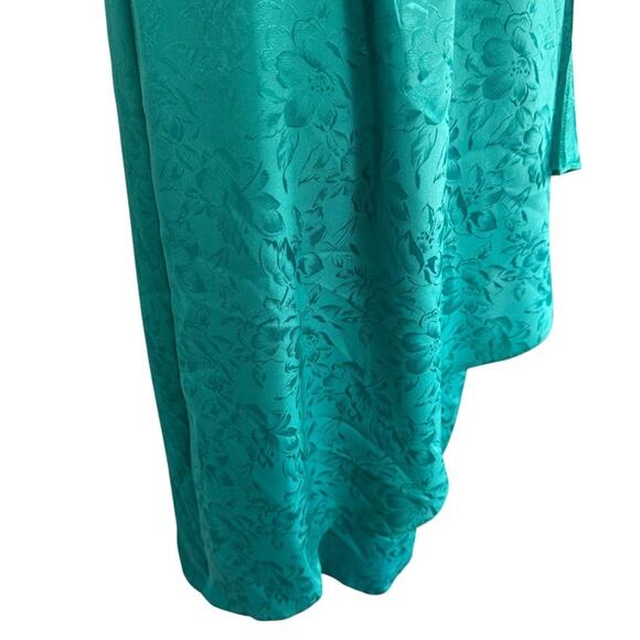 Act I Vintage Floral Satin Print Short Sleeve Blouson USA Made Green Dress sz 4 - Picture 2 of 16